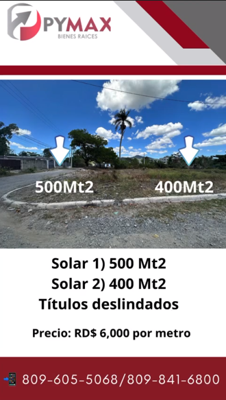 S0039 Dos solares con dimensiones ideales, en Bonao.
